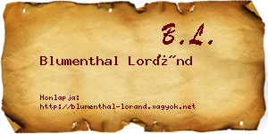 Blumenthal Loránd névjegykártya